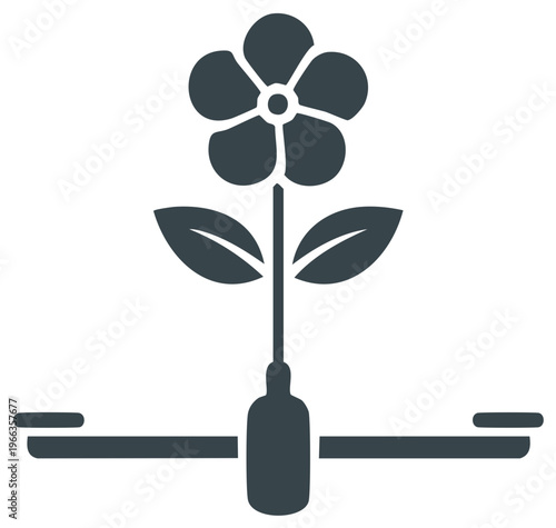 Stylized Flower Balance Illustration, Floral Design, Symbolic Equilibrium Concept