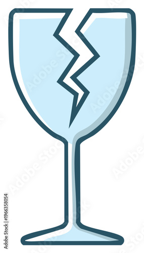 Fragile Broken Glass Icon Symbol For Delicate Shipping Warning Or Damage Concept Illustration