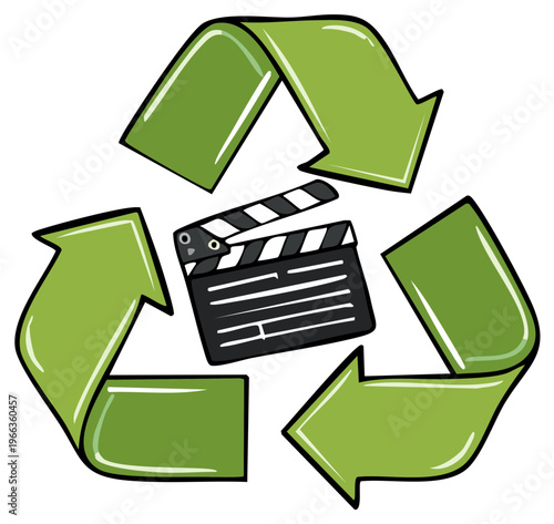Film Clapperboard inside Recycle Symbol Sustainable Movie Production Icon