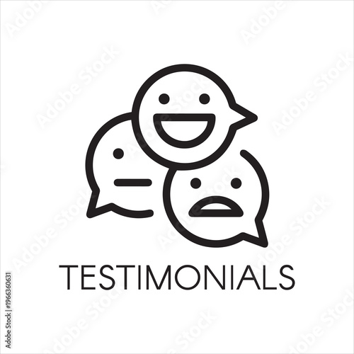Testimonial line icon. Positive, negative, indifferent emotions concept linear signs. Symbols for communication on websites, forums, games, instant messengers and other platforms. Vector pictograph