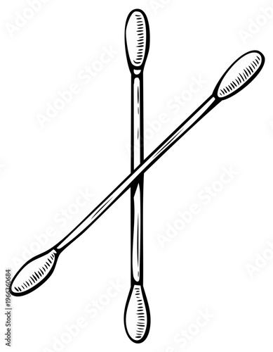 Hand Drawn Illustration of Cotton Swabs for Hygiene and Healthcare Needs