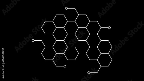 Futuristic 4K animation of honeycomb network lines representing digital data flow and technology connections