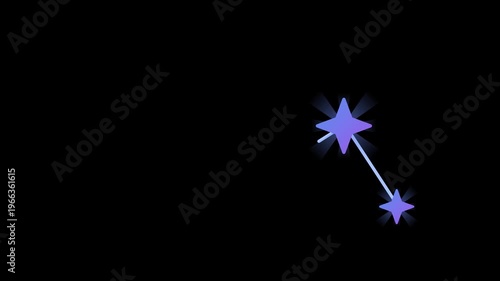 4K animation of glowing purple cosmic constellations interconnected to form a network in outer space