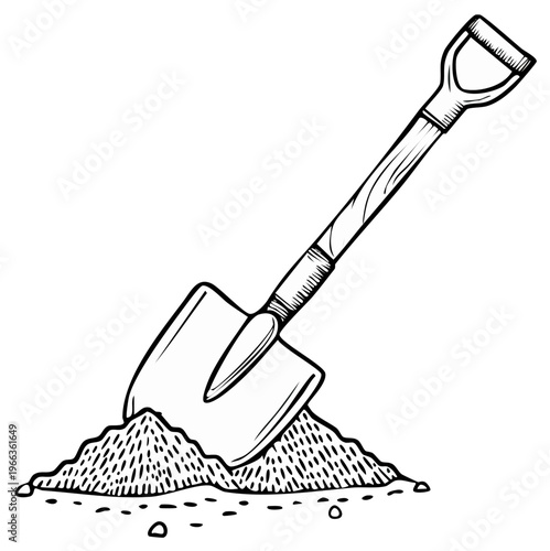 Illustration of a shovel digging in a pile of soil