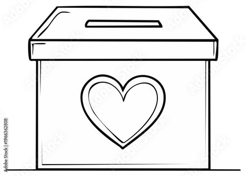 Donation box with heart symbol, fundraising concept, charity