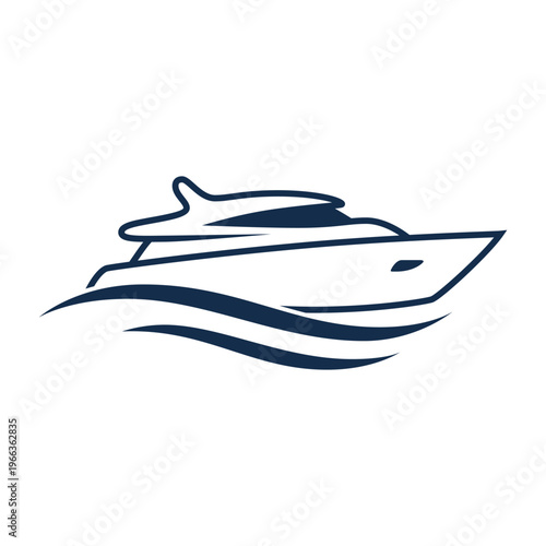 Isolated white motor yacht vector illustration of a luxury speed boat vessel for nautical ocean travel and marine vacation transportation icon