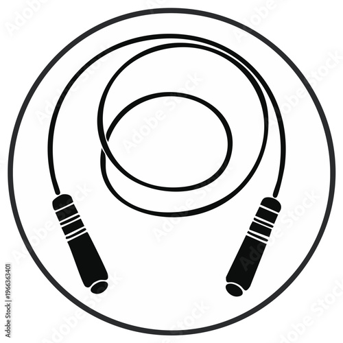 Black Silhouette Coiled Jump Rope Icon for Fitness Exercise and Training