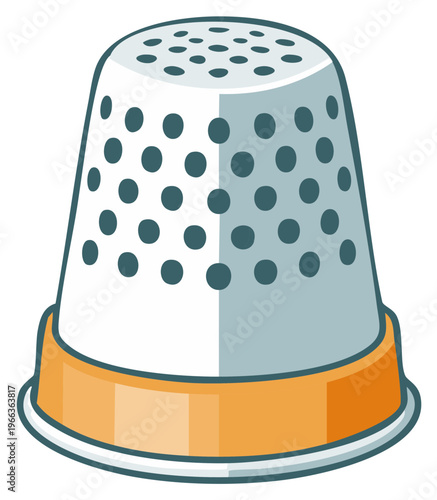 Cartoon Thimble Sewing Tool Craft Supply Finger Protector Needlework Equipment, Metal and Yellow Ring Protective Device