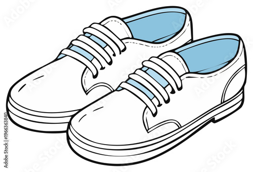 Pair of White Sneakers with Blue Insole Fashionable Footwear Isolated