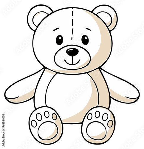 Illustration of a simple and cute stuffed teddy bear sitting down