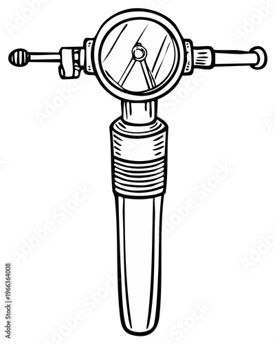Medical instrument line art illustration. A stylized ear otoscope for medical examinations.