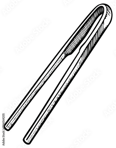 Black and White Vintage Style Tweezers Illustration for Medical Laboratory Beauty Crafts