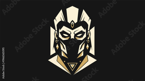 Abstract warrior portrait in geometric style