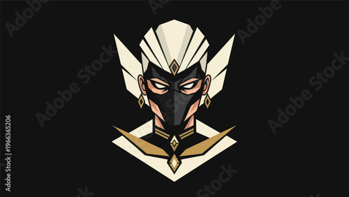 Abstract warrior portrait in geometric style