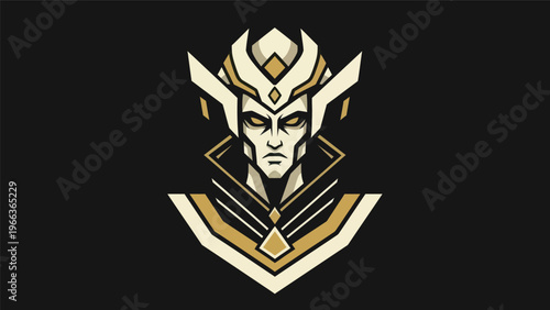 Abstract warrior portrait in geometric style