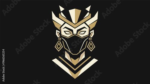 Abstract warrior portrait in geometric style