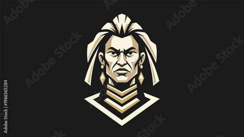 Abstract warrior portrait in geometric style