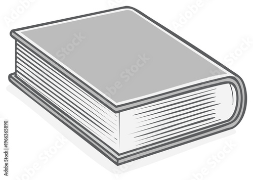 Simple Cartoon Book Illustration With Plain Grey Cover and White Pages