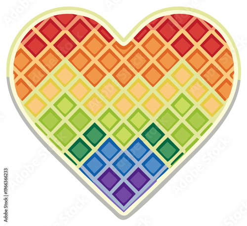 Geometric Heart Pattern in Rainbow Colors. Symbolizing love, diversity, inclusivity and positive representation for creative projects.