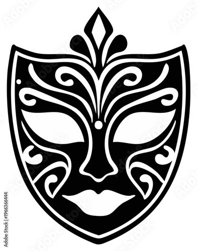 Ornate Venetian Mask Design - Intricate Carnival Face Cover Silhouette Art