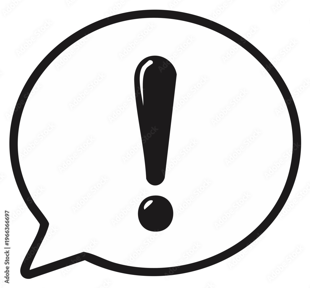 Fototapeta premium Exclamation Mark in Speech Bubble Alert Message Important Reminder Attention Sign Concept Attention Icon