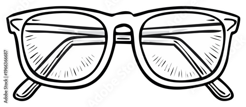 Isolated illustration of classic eyeglasses with thick frames in outline style