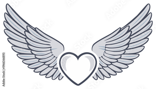 Angel Wings Heart Graphic Illustration