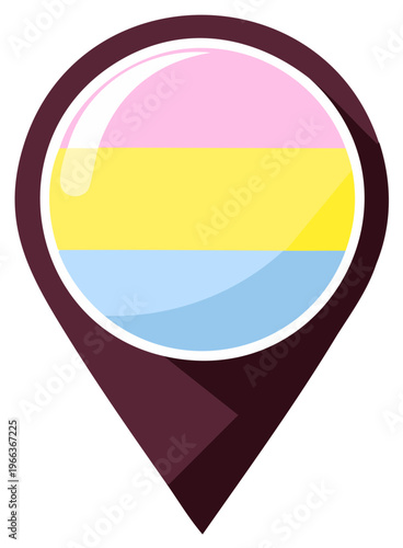 Pansexual Pride Flag Location Pin Graphic Icon for LGBTQ+ Community and Support