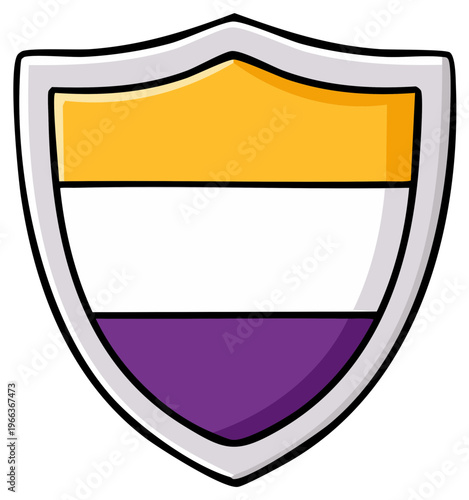Nonbinary pride shield with bold yellow, white and purple stripes expressing identity and support for the LGBTQIA+ community Free Download Nonbinary pride shield with bold yellow, white and purple stripes expressing identity and support for the LGBTQIA+ community - GFXLoad