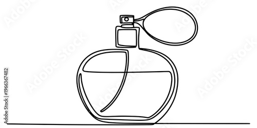 A minimalist single continuous line drawing of a classic vintage perfume bottle on white background Vector, illustration