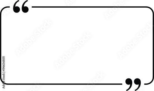 Quote box frame with quotation marks, speech bubble template, testimonial text banner, minimal quote border design, comment message layout