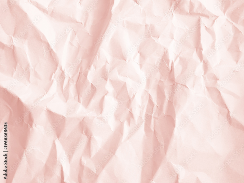 Fototapeta premium Pink background crumpled paper wrapping gradation begie rose flower color texture vintage canvas, seamless pattern minimalism cardboard.