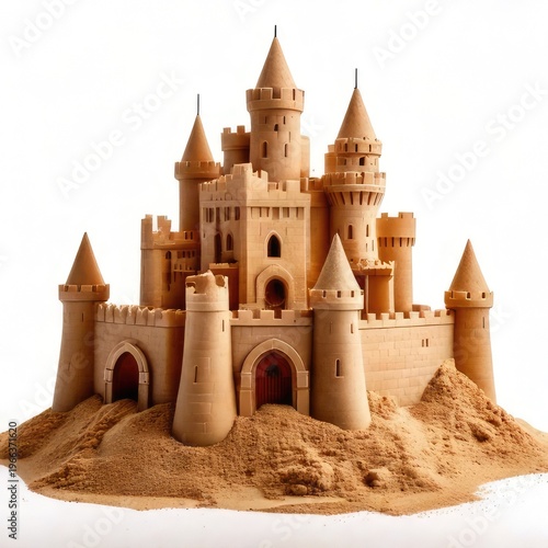 Sandcastle with towers, turrets, and intricate detail
