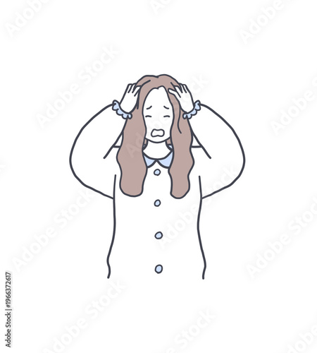 頭を抱える女性のイラスト素材