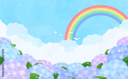 カラフルなあじさい背景