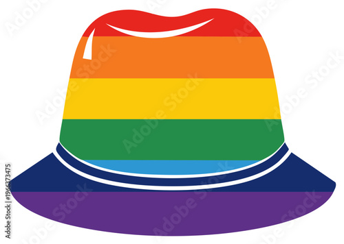 Stylish fedora hat adorned with vibrant rainbow stripes symbolizing pride and diversity