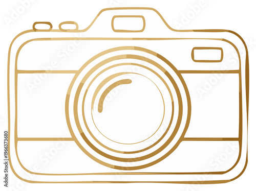 Elegant Golden Outline of a Vintage Camera Icon