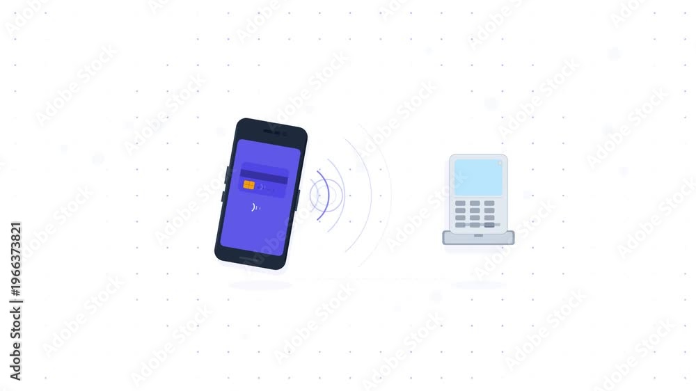 Contactless tap to pay animation using smartphone and payment terminal ...