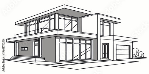 Two-story wooden house with wrap-around porch and gabled roof