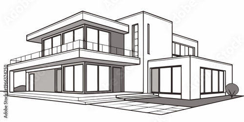 A two-story classic house with a balcony and dormer windows