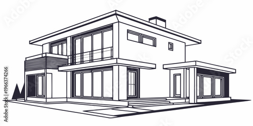 Classic two-story wooden house with symmetrical windows and decorative trim