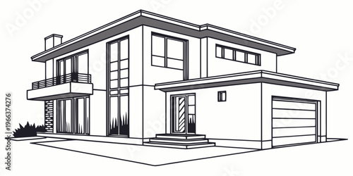 Victorian style two-story house with a symmetrical design and wrap-around porch