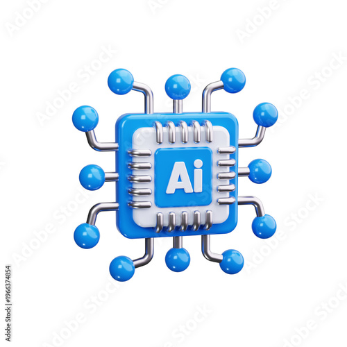 AI Chip 3d render icons