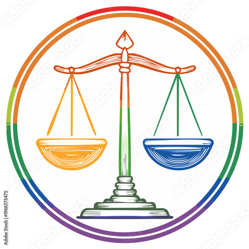 Symbol of Justice and Equality Rainbow Scale Illustration