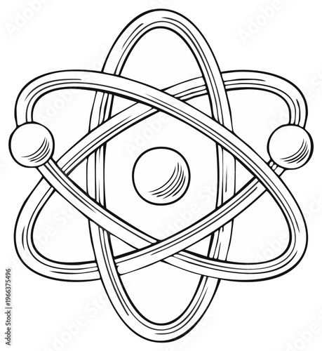 Atom Structure Illustration Graphic Science Concept Physics Molecule Symbol Outline