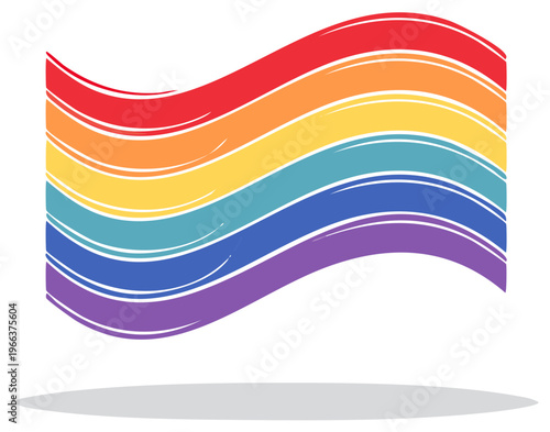 Vibrant Rainbow Flag Waving With Bold Brush Strokes And Outline