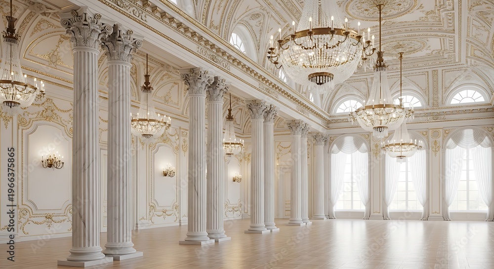 Fototapeta premium Interior of a luxurious empty ballroom.