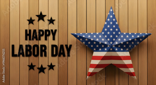 Festive labor day decoration patriotic stars and stripes on wooden background