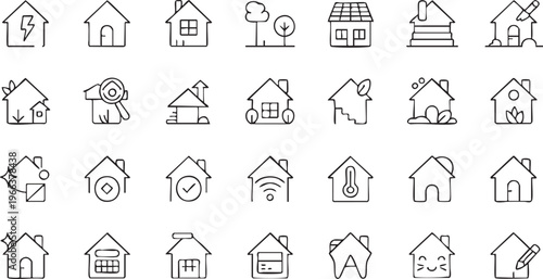 Real estate icon collection featuring property, building and residential concepts for UI design