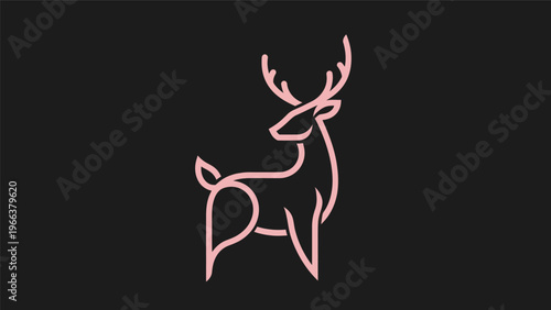 Pink deer silhouette on black background